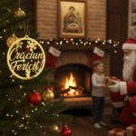 Ornament Crăciun Fericit Lemn Auriu MC008 - imagine 5