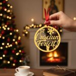 Ornament Crăciun Fericit Lemn Auriu MC008 - imagine 6